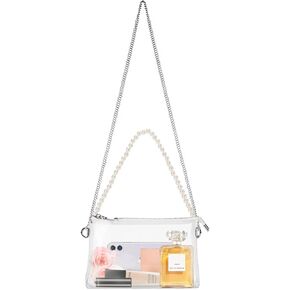 Clear Bag Stadium Approved, Clear Bags For Concerts, Clear Purse, Small Clear Purse, Crossbody Purses For Women (Silver(Two Chains)) in Saudi Arabia