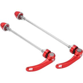 SUNGOOYUE Bicycle Hub Quick Release Skewer Lever, 1 Pair Aluminum Alloy Bike Axle Quick Release Skewer Levers Front 100mm Rear 135mm Quick Release Axle Skewers for Road Bike MTB BMX(Red)