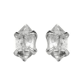 Very Tiny Raw Herkimer Diamond Stud Earrings in Sterling Silver | Minimalist Fashion for Women and Girls in Saudi Arabia