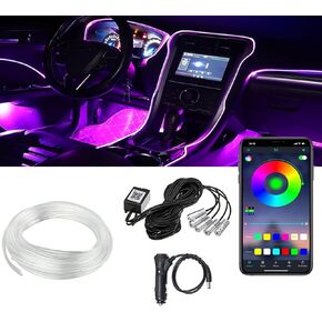 Miytsya 1 PC Car LED Strip Lights, 16 Million Colors 5 in 1 with 236 inches Fiber Optic, Multicolor RGB Car Interior Lights Automobile Ambient Neon Lighting Kit (Multicolored)
