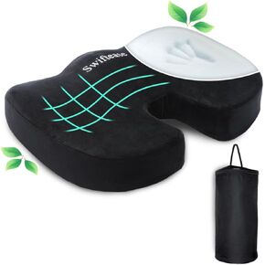 Memory Foam Seat Cushion for Chair Long Sitting Hours Office Desk Car Chair Butt Pillow Body Travel Wheelchair Premium Gaming School Pain Relief and Travel Carrying Bag Included