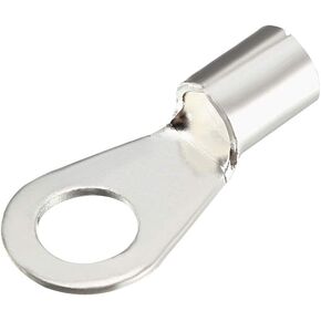 uxcell Copper Wire Lugs,12 AWG OT4-5,Bolt Hole,Battery Cable Ends Eyelets Crimp Tubular Ring Terminals Connectors Silver Tone 10Pcs