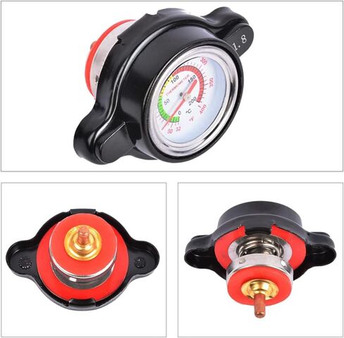 Pressure Radiator Cap with Temperature Gauge Compatible with Honda, Kawasaki, Suzuki, Yamaha, Polaris Ranger, Husqvarna Dirt Bike, KTM, More Motorcycle ATV Models-1.8 Bar, 25.6psi in Saudi Arabia