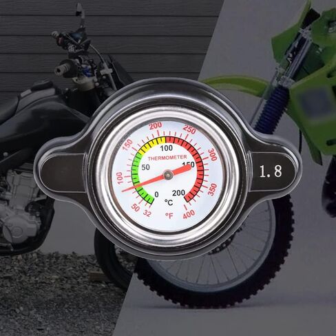 Pressure Radiator Cap with Temperature Gauge Compatible with Honda, Kawasaki, Suzuki, Yamaha, Polaris Ranger, Husqvarna Dirt Bike, KTM, More Motorcycle ATV Models-1.8 Bar, 25.6psi in Saudi Arabia