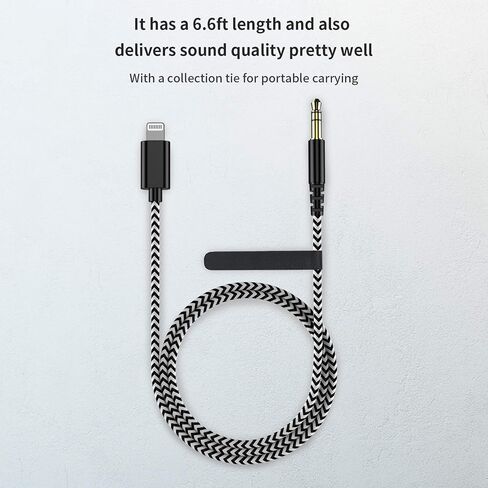Headphone Aux Adapter Cord 6.6ft for Apple Certified Lightning to 3.5 mm Jack Car Aux Stereo Audio Cable Compatible with iPhone 14/13/13 Pro/13 Pro Max/12/12 Pro/12 Pro Max/11/11 Pro/X/XR/XS/SE in Saudi Arabia