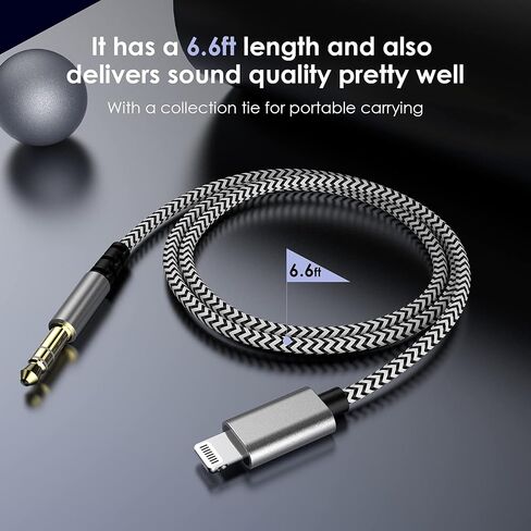 Headphone Aux Adapter Cord 6.6ft for Apple Certified Lightning to 3.5 mm Jack Car Aux Stereo Audio Cable Compatible with iPhone 14/13/13 Pro/13 Pro Max/12/12 Pro/12 Pro Max/11/11 Pro/X/XR/XS/SE in Saudi Arabia
