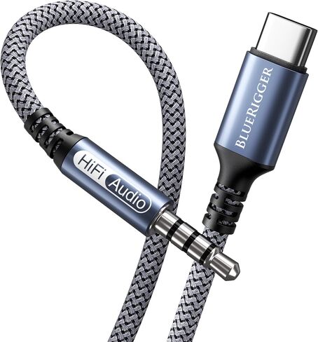 BlueRigger USB C to 3.5mm Audio Cable - (6FT, Male AUX to USB C, Type C AUX Cord, USBC to Headphone Jack Cable, USB-C Dongle, Type C to 1/8) - Compatible with Phone, Tablet, Laptop in Saudi Arabia