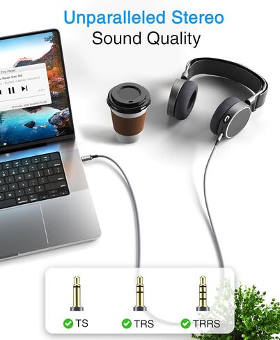 BlueRigger USB C to 3.5mm Audio Cable - (6FT, Male AUX to USB C, Type C AUX Cord, USBC to Headphone Jack Cable, USB-C Dongle, Type C to 1/8) - Compatible with Phone, Tablet, Laptop in Saudi Arabia