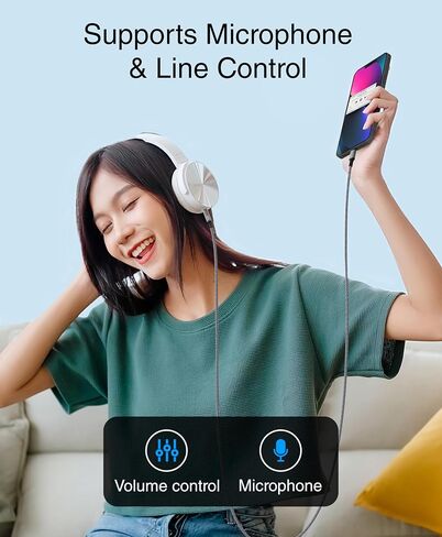 BlueRigger USB C to 3.5mm Audio Cable - (6FT, Male AUX to USB C, Type C AUX Cord, USBC to Headphone Jack Cable, USB-C Dongle, Type C to 1/8) - Compatible with Phone, Tablet, Laptop in Saudi Arabia