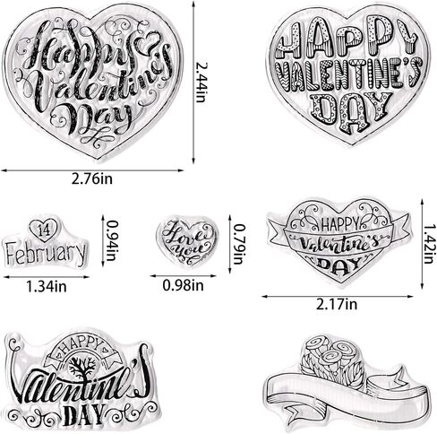Happy Valentine's Day Clear Stamps for Card Making and Photo Album Decorations, Valentines Heart Stamps, Valentines Flower Transparent Silicone Stamps for Crafting and DIY Scrapbooking in Saudi Arabia