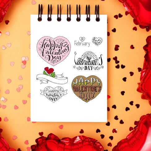 Happy Valentine's Day Clear Stamps for Card Making and Photo Album Decorations, Valentines Heart Stamps, Valentines Flower Transparent Silicone Stamps for Crafting and DIY Scrapbooking in Saudi Arabia