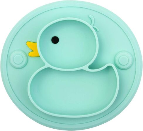 Lightening Baby Plate Silicone Toddler Plates Suction Placemat Divided Duck Dishes for Kids and Infants One-Piece Strong Suction, BPA Free, Microwave Dishwasher Safe in Saudi Arabia