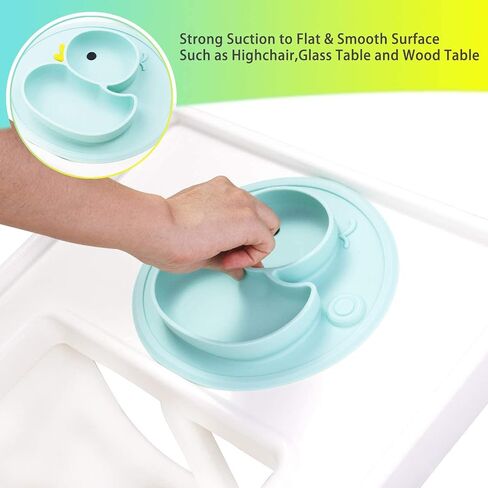 Lightening Baby Plate Silicone Toddler Plates Suction Placemat Divided Duck Dishes for Kids and Infants One-Piece Strong Suction, BPA Free, Microwave Dishwasher Safe in Saudi Arabia