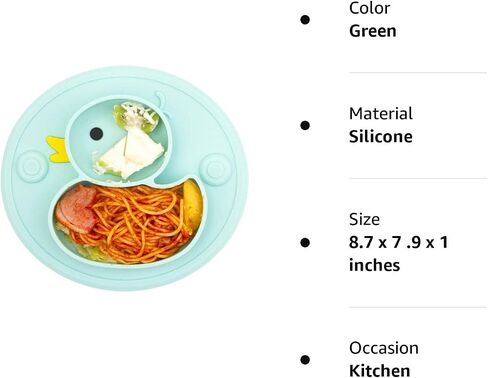 Lightening Baby Plate Silicone Toddler Plates Suction Placemat Divided Duck Dishes for Kids and Infants One-Piece Strong Suction, BPA Free, Microwave Dishwasher Safe in Saudi Arabia