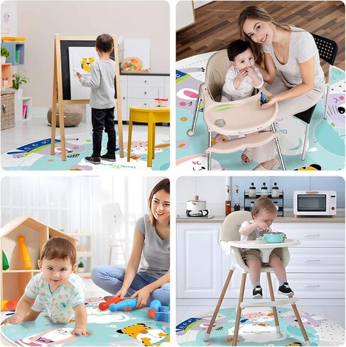 سجادة سبلات كبيرة تحت الكرسي العالي 51 بوصة، سجادة مقاومة للماء وغير قابلة للانزلاق للفنون/الحرف اليدوية/وقت اللعب على الأرض أو الطاولة، قابلة لإعادة الاستخدام، واقي أرضية سجادة تناول الطعام، خفيفة الوزن/قابلة للغسل/قابلة للحمل in Kuwait