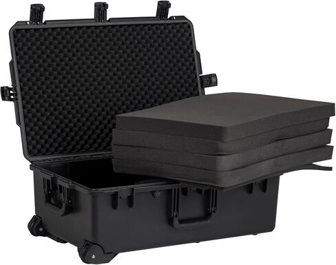 Impact Rolling Hard Case With Customizable Foam, Waterproof & Dustproof 31.3 x 20.3 x 12.2 Inches Protective Camera Case With Handle, Tool Box (Black) in Saudi Arabia