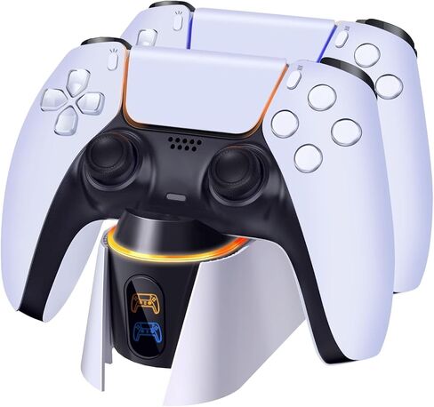 TNP Dual Charging Station for PS5 Controller - Wireless Charging Dock for PS5 Controller with LED Indicator - Fast Charger Stand for Playstation 5 Dualsense Controller with Type-C USB Cable in Saudi Arabia