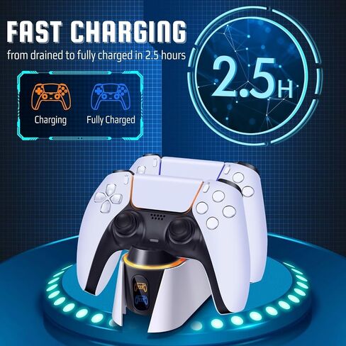TNP Dual Charging Station for PS5 Controller - Wireless Charging Dock for PS5 Controller with LED Indicator - Fast Charger Stand for Playstation 5 Dualsense Controller with Type-C USB Cable in Saudi Arabia