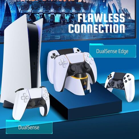 TNP Dual Charging Station for PS5 Controller - Wireless Charging Dock for PS5 Controller with LED Indicator - Fast Charger Stand for Playstation 5 Dualsense Controller with Type-C USB Cable in Saudi Arabia