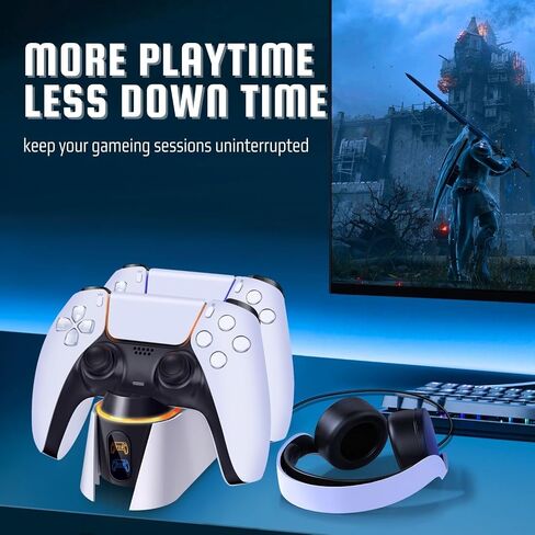 TNP Dual Charging Station for PS5 Controller - Wireless Charging Dock for PS5 Controller with LED Indicator - Fast Charger Stand for Playstation 5 Dualsense Controller with Type-C USB Cable in Saudi Arabia
