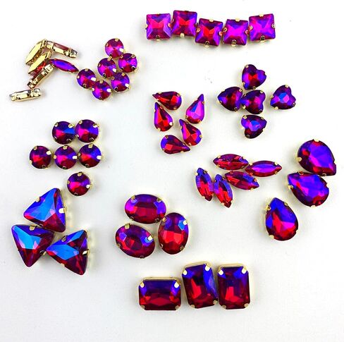 50PC Mix Shapes Sew On Crystal Rhinestone Flatback Gold Claw Setting Glass Sew On Crystal Rhinestone for Clothes&Bags, Shoes,DIY Crafts 8mm~ 18mm(Orange) in Kuwait