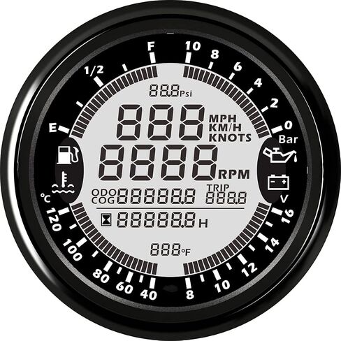 ELING 6 in 1 Multi-Functional Gauge Meter GPS Speedometer Tachometer Hour Water Temp Fuel Level Oil Pressure Voltmeter 12V 85mm with Backlight in Saudi Arabia