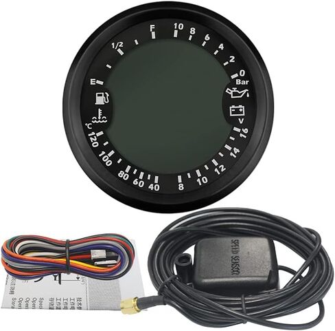 ELING 6 in 1 Multi-Functional Gauge Meter GPS Speedometer Tachometer Hour Water Temp Fuel Level Oil Pressure Voltmeter 12V 85mm with Backlight in Saudi Arabia