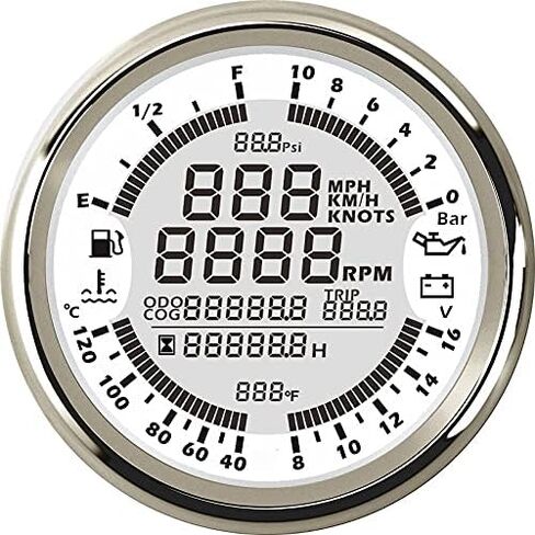 ELING 6 in 1 Multi-Functional Gauge Meter GPS Speedometer Tachometer Hour Water Temp Fuel Level Oil Pressure Voltmeter 12V 85mm with Backlight in Saudi Arabia