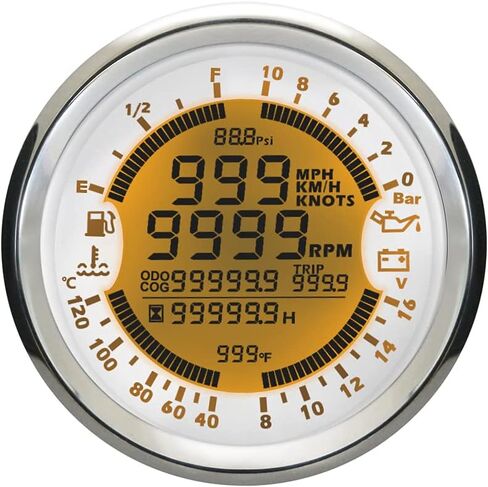 ELING 6 in 1 Multi-Functional Gauge Meter GPS Speedometer Tachometer Hour Water Temp Fuel Level Oil Pressure Voltmeter 12V 85mm with Backlight in Saudi Arabia