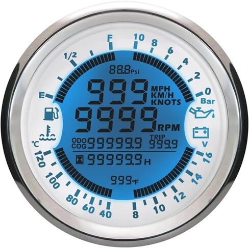 ELING 6 in 1 Multi-Functional Gauge Meter GPS Speedometer Tachometer Hour Water Temp Fuel Level Oil Pressure Voltmeter 12V 85mm with Backlight in Saudi Arabia