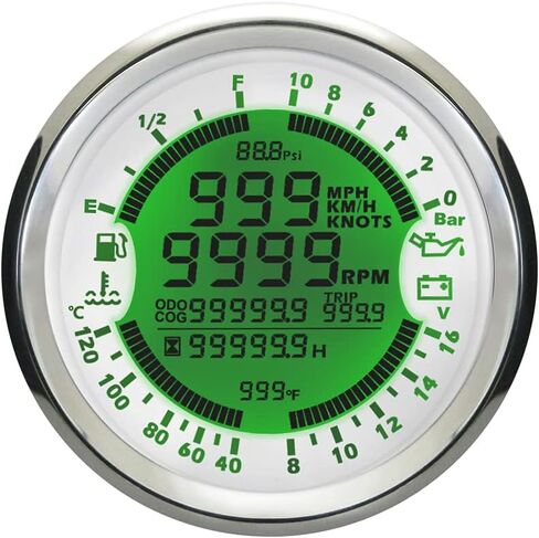 ELING 6 in 1 Multi-Functional Gauge Meter GPS Speedometer Tachometer Hour Water Temp Fuel Level Oil Pressure Voltmeter 12V 85mm with Backlight in Saudi Arabia