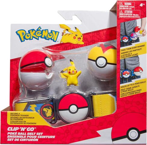 Pokémon Pikachu Clip ‘N’ Go Belt Set - 2-Inch Pikachu Battle Figure with Clip ‘N’ Go Belt Plus Poké and Level Ball Accessories in Saudi Arabia