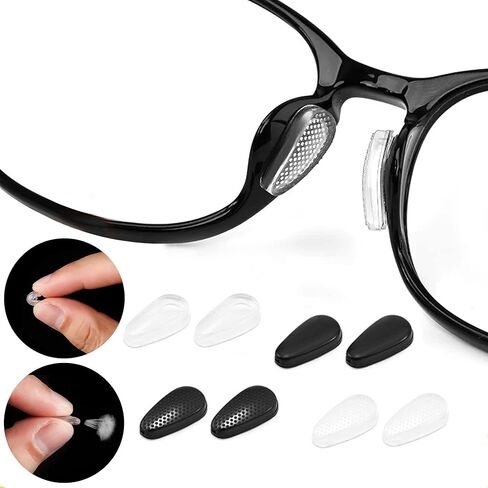 وسادات أنف للنظارات مع مقابض أذن للنظارات، 12 زوجًا من وسادات الأنف فائقة النعومة للنظارات المضادة للانزلاق، وسادات أنف للنظارات غير قابلة للانزلاق، مقابض أنف للنظارات غير قابلة للانزلاق (6 أزواج شفافة، 6 أزواج أسود) in Kuwait