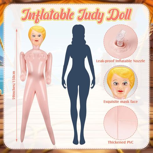 4 Pcs Bachelor Party Favor Include 59 Inch Inflatable No Moving Parts Judy Doll Without Clothes, Bride Captain Hat with Veil, Sunglasses for Bachelorette Party Supplies Games Gift Decor in Saudi Arabia