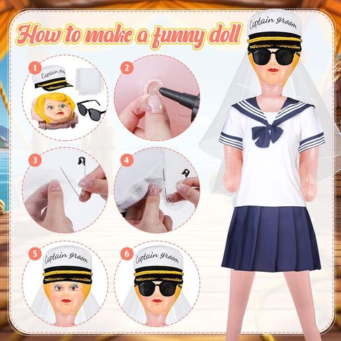 4 Pcs Bachelor Party Favor Include 59 Inch Inflatable No Moving Parts Judy Doll Without Clothes, Bride Captain Hat with Veil, Sunglasses for Bachelorette Party Supplies Games Gift Decor in Saudi Arabia