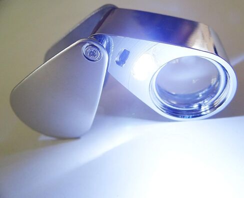 عدسة مكبرة محمولة مضيئة قابلة للطي مقاس 30 × 21 مم / 20 × 18 مم مع ضوء LED والأشعة فوق البنفسجية لساعات المجوهرات والطوابع المعدنية والصخور (20 × 18 مم) in Kuwait