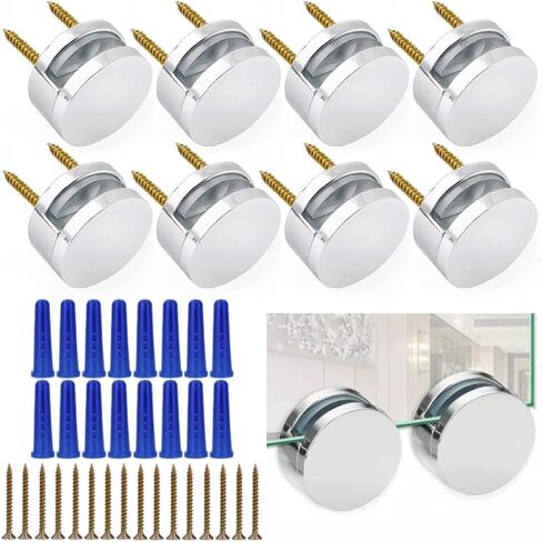 Upgraded 3-5mm Frameless Mirror Mounting Hardware 4 Pack Dual-Screw Fixing Mirror Mounting Kit with Heavy Duty Long Screws & Anchors in Saudi Arabia