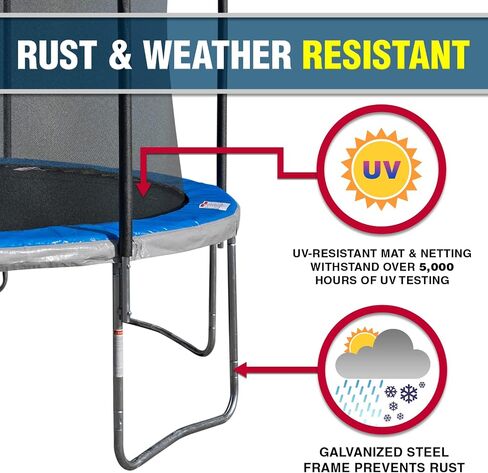 Outdoor Trampoline with Safety Enclosure Net and AirDunk Basketball System - Sizes: 14FT and 15FT, Color: Blue in Saudi Arabia