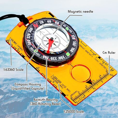 بوصلة التوجيه والمشي لمسافات طويلة، بوصلة ملاحة خارجية، بوصلة بقاء مقاومة للماء، خريطة القراءة، بوصلة الظهر، بوصلة للأطفال، معدات التخييم للنساء والرجال، 4 ألوان in Kuwait