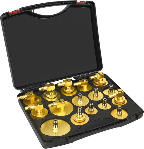 طقم محول نازف الفرامل 17 قطعة، طقم نازف أسطوانة الفرامل الرئيسية، طقم محول نازف للدليل، نزيف سائل الفرامل الهوائي، أو نزيف سائل قوة الفرامل (مع وصلة سريعة) (أسود 02) in Kuwait