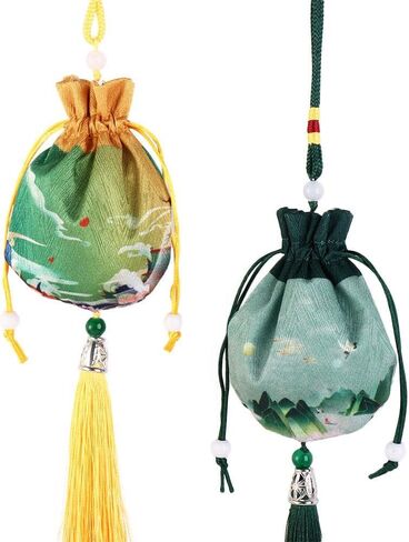 6PCS Chinese Sachet Silk Brocade Round Bottom Empty Bag Cloth Car Hanging Decor Coin Bags Pouches with Drawstring Jewelry Gift Bag in Saudi Arabia
