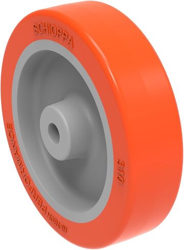 Schioppa، R.310 UP، 3 بوصة (75 مم)، العجلة فقط، محور 1/4 بوصة، عجلة بولي يوريثين، Hunter Orange، 100 رطل، 3 × 3/4 بوصة، مداس مسطح in Kuwait