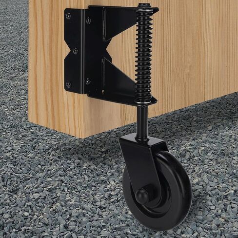 Gate Wheel Spring-Loaded Gate Caster Kit for Wooden PVC Fences, Heavy Duty Gate Helper Wheel, Outdoor Rolling Fence Gate Support Wheel Rollers Kit, 4.3-Inch, Black (Left) in Kuwait