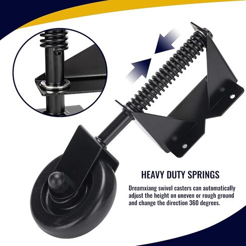 Gate Wheel Spring-Loaded Gate Caster Kit for Wooden PVC Fences, Heavy Duty Gate Helper Wheel, Outdoor Rolling Fence Gate Support Wheel Rollers Kit, 4.3-Inch, Black (Left) in Kuwait