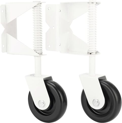 Gate Wheel Spring-Loaded Gate Caster Kit for Wooden PVC Fences, Heavy Duty Gate Helper Wheel, Outdoor Rolling Fence Gate Support Wheel Rollers Kit, 4.3-Inch, Black (Left) in Kuwait