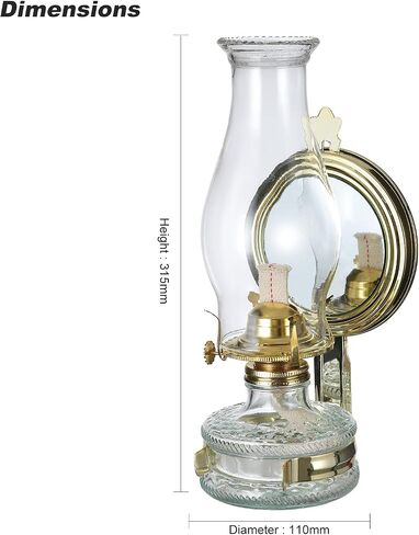 Large Wall Kerosene Lamp Antique Oil Lamp Vintage Oil Lamp for Indoor Use Glass Clear Wall Mounted Kerosene Lantern Rustic Hurricane Lamp with Oil Wick for Indoor Home Decor Lighting in Saudi Arabia