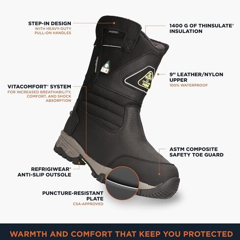 حذاء RefrigiWear الرجالي ذو الفريزر الفائق، حذاء عمل معزول، تصنيف مريح -50 درجة فهرنهايت in Kuwait