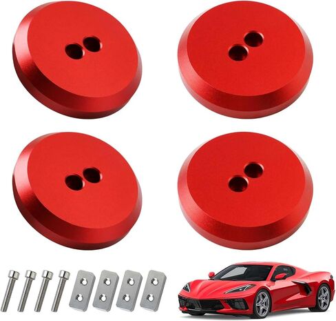 PACEWALKER Corvette Jack Pucks Billet CNC Aluminium Jacking Puck Pad محول لـ 1997-2023 كورفيت C5 C6 C7 C8 Z06 متوافق مع بورش 964 993 996 997 911 أحمر 4 أسود in Kuwait