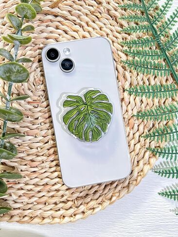 حامل قبضة الهاتف على شكل أوراق الطبيعة، حامل هاتف خلوي نباتي لطيف، ملحق سحر الهاتف القابل للطي، توسيع قبضة الهاتف بمسند مع قاعدة قابلة للتبديل، مقبض قبضة لجهاز Kindle in Kuwait