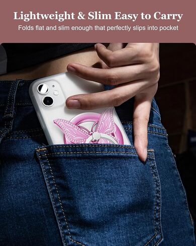 Magnetic Phone Ring Holder for MagSafe[Removable], Magnetic Phone Grip [Loop Grip] with 2 Metal Rings, Phone Ring Stand Holder Finger Grip Kickstand 360° Rotation, MagSafe Accessories(Rose Gold) in Saudi Arabia